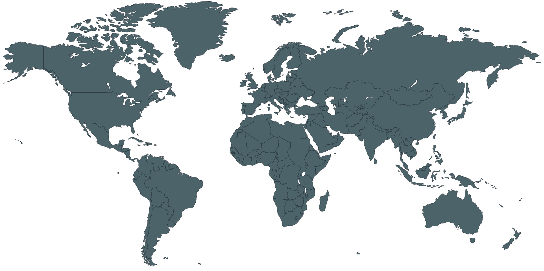 World map showing supported regions